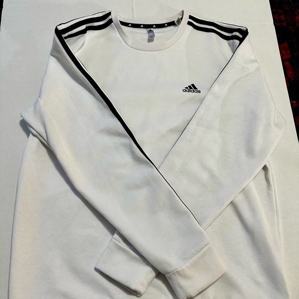 Adidas Originals Crewneck Sweatshirt | White Black Stripes | Men’s L